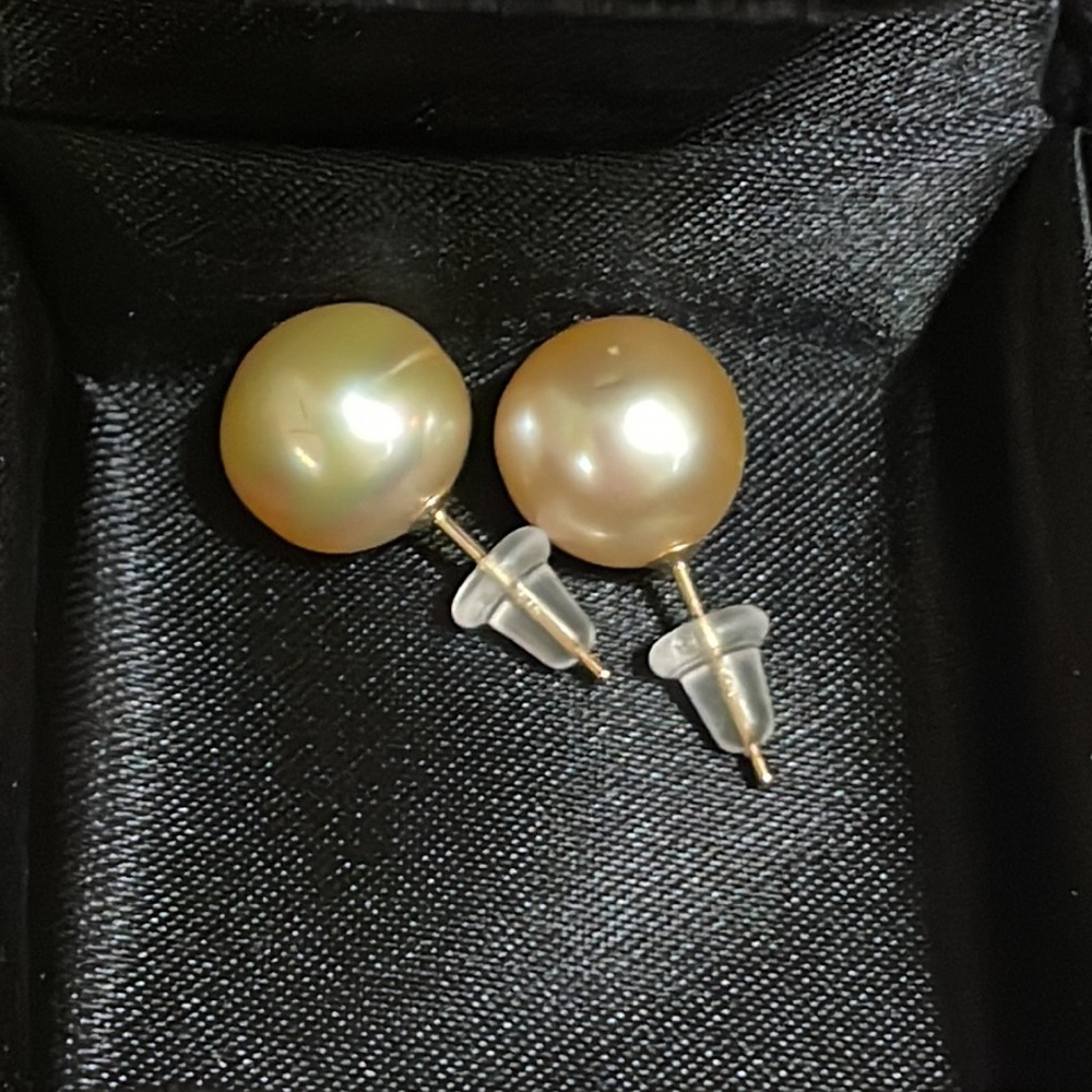 Genuine South Sea Pearl Golden in 18k yellow gold 10mm W/Certificate - Picture 7 of 11